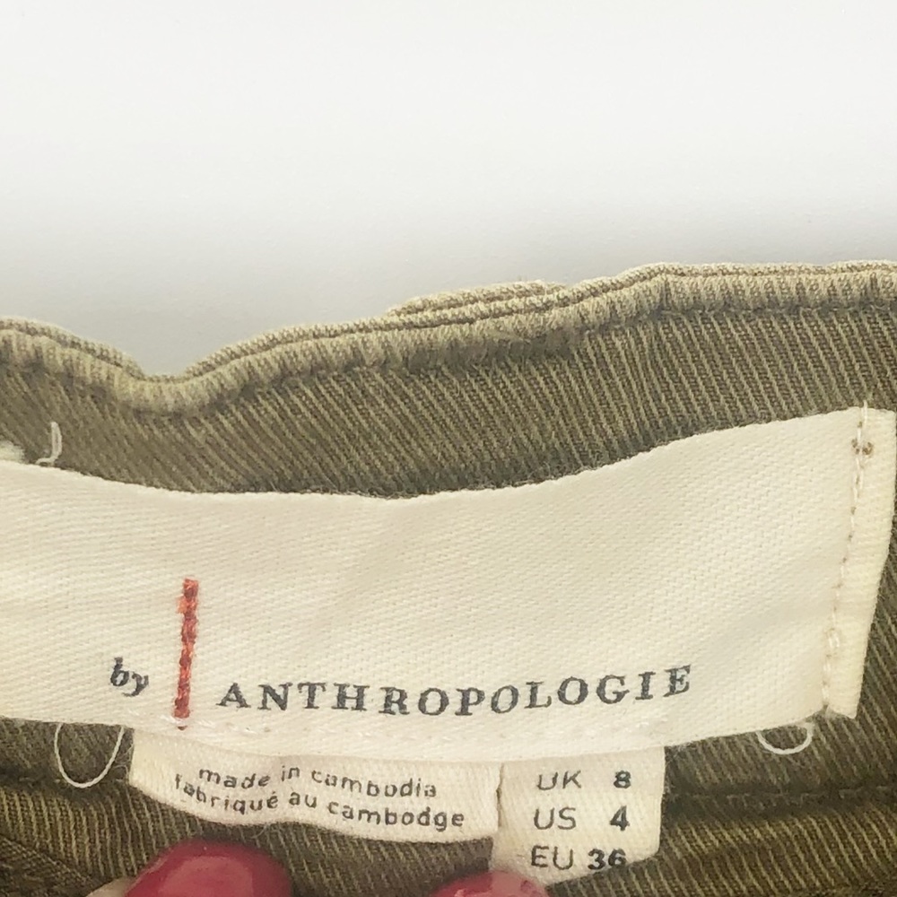 Anthropologie Kelyn Olive Green Pleated High Rise Cuffed Shorts Womens Size 4 - Picture 4 of 9